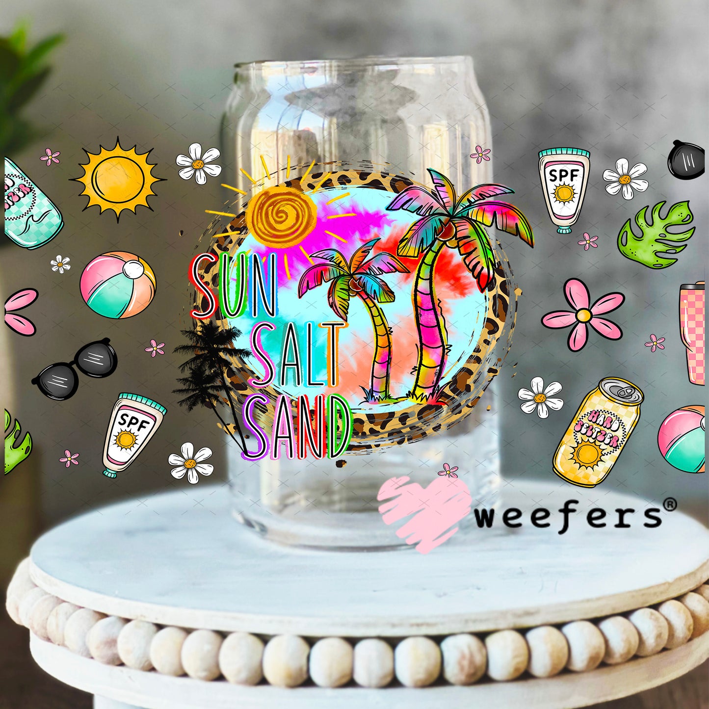 Sun Salt Sand UV DTF Cup Wrap- Weefers Exclusive 16oz Libbey Glass Original Size Weefers