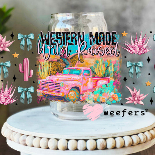 Western made Wild Raised UV DTF Cup Wrap - Weefers Exclusive Wrap 16oz Libbey Glass Original Size Cup Wrap Weefers