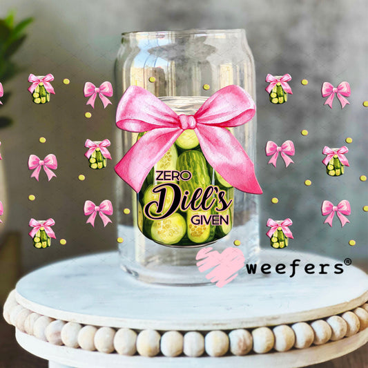 Zero Dill's Given Pickles Pink Coquette Bows UV DTF Cup Wrap - Weefers® Exclusive 16oz Libbey Glass Original Size Cup Wrap Weefers