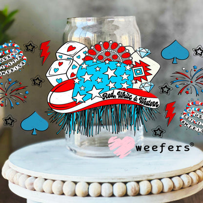 Red White Western UV DTF Cup Wrap - Weefers Exclusive Wrap 16oz Libbey Glass Original Size Cup Wrap Weefers