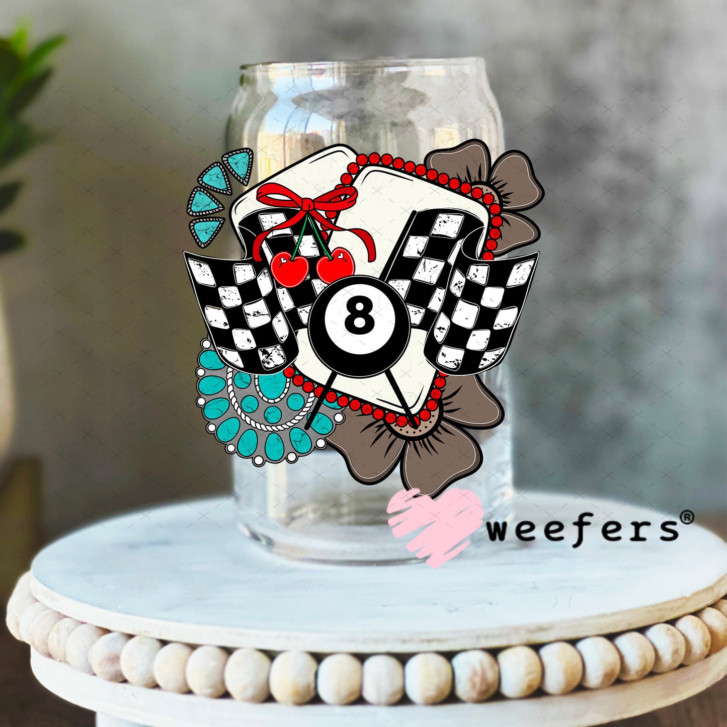 Race Day Western UV DTF Decal 16oz Libbey Glass Original Size Weefers