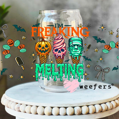 I'm Freaking Melting Halloween UV DTF Cup Wrap - Weefers Exclusive 16oz Libbey Glass Original Size Weefers