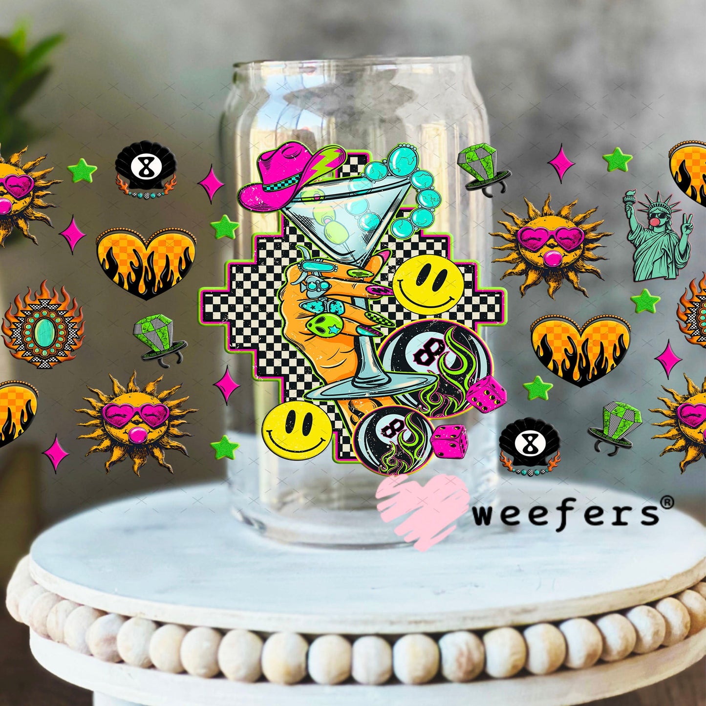Cowgirl Martini UV DTF Cup Wrap - Weefers Exclusive 16oz Libbey Glass Original Size Cup Wrap Weefers