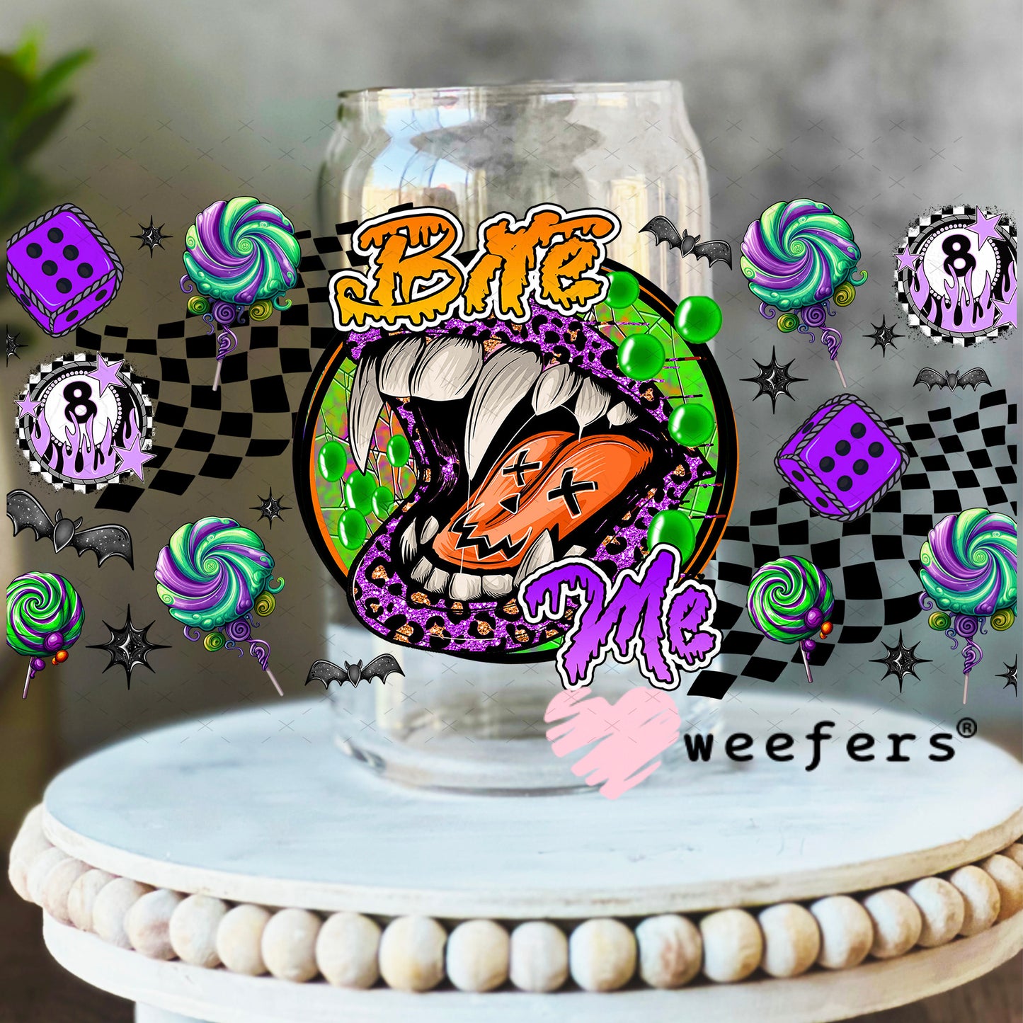 Bite Me UV DTF Cup Wrap - Weefers Exclusive 16oz Libbey Glass Original Size Weefers