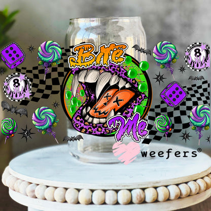Bite Me UV DTF Cup Wrap - Weefers Exclusive 16oz Libbey Glass Original Size Weefers