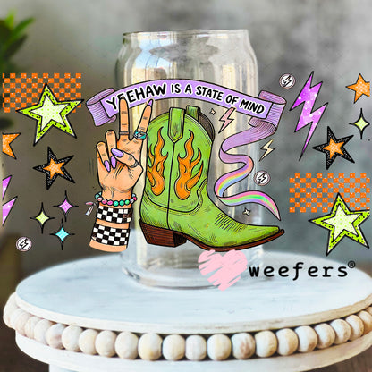 Yeehaw is a State of Mind UV DTF Cup Wrap - Weefers Exclusive 16oz Libbey Glass Original Size Weefers