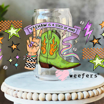 Yeehaw is a State of Mind UV DTF Cup Wrap - Weefers Exclusive 16oz Libbey Glass Original Size Cup Wrap Weefers