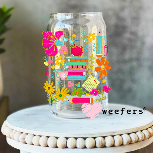 Teacher School Days UV DTF Decal 16oz Libbey Glass Original Size Weefers