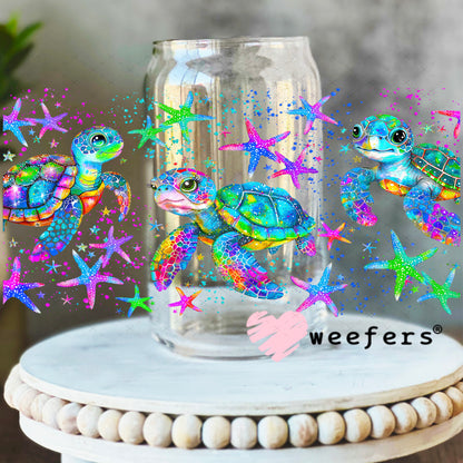 Ocean Sea Turtles UV DTF Cup Wrap 16oz Libbey Glass Original Size Weefers