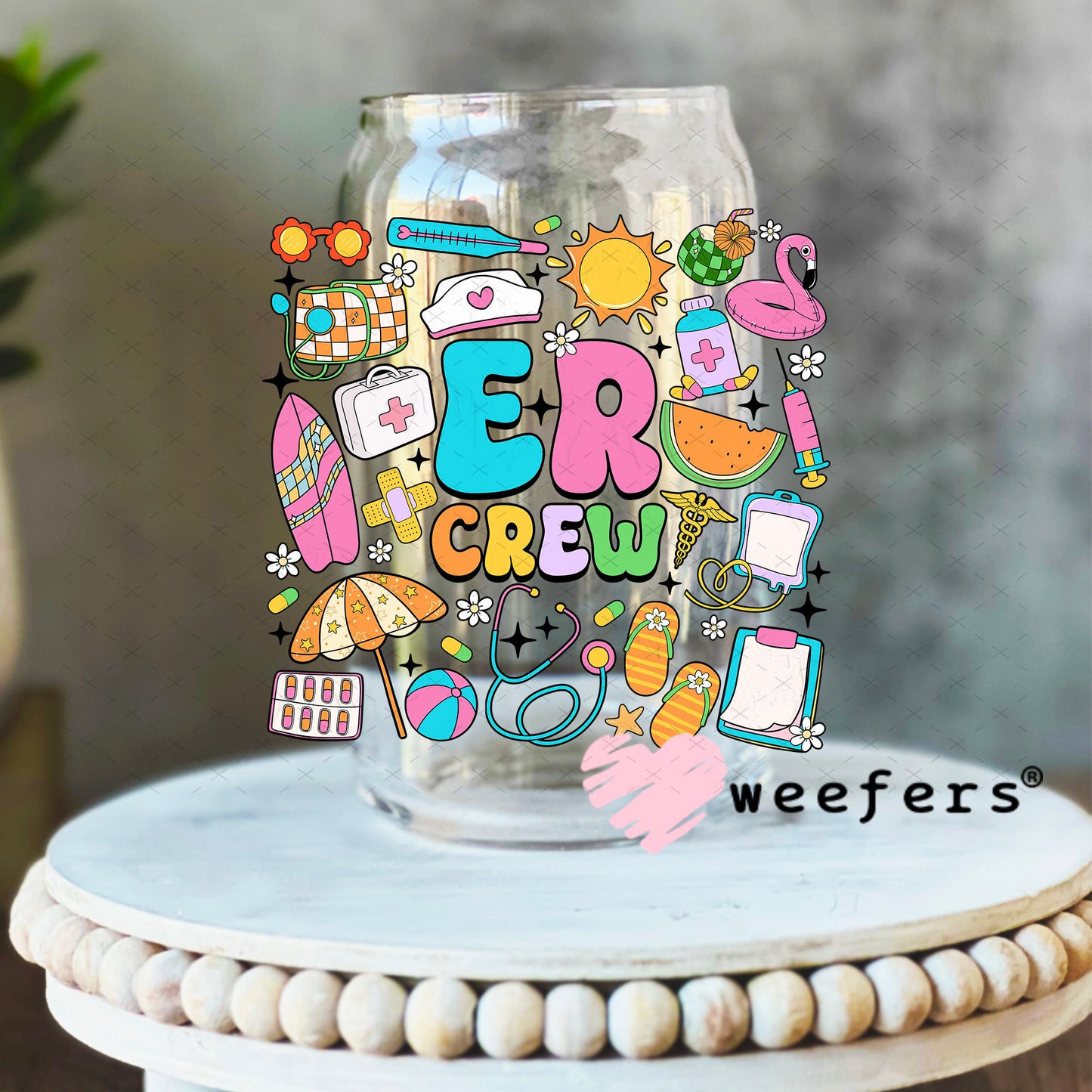 ER Crew UV DTF Decal 16oz Libbey Glass Original Size Weefers