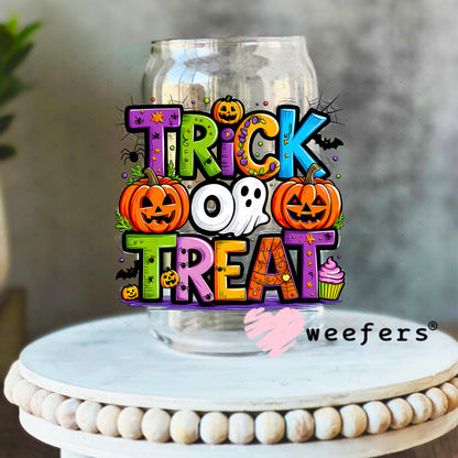Trick or Treat UV DTF Decal 16oz Libbey Glass Original Size Weefers