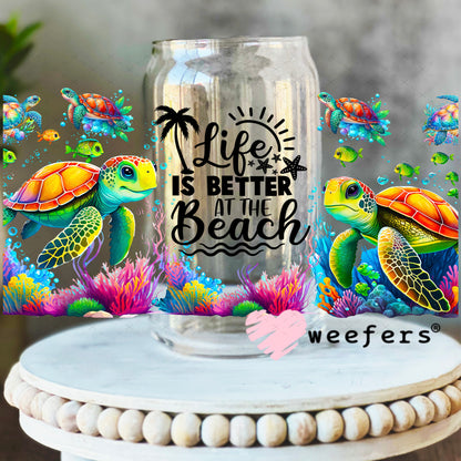 Life is Better at the Beach UV DTF Cup Wrap 16oz Libbey Glass Original Size Weefers