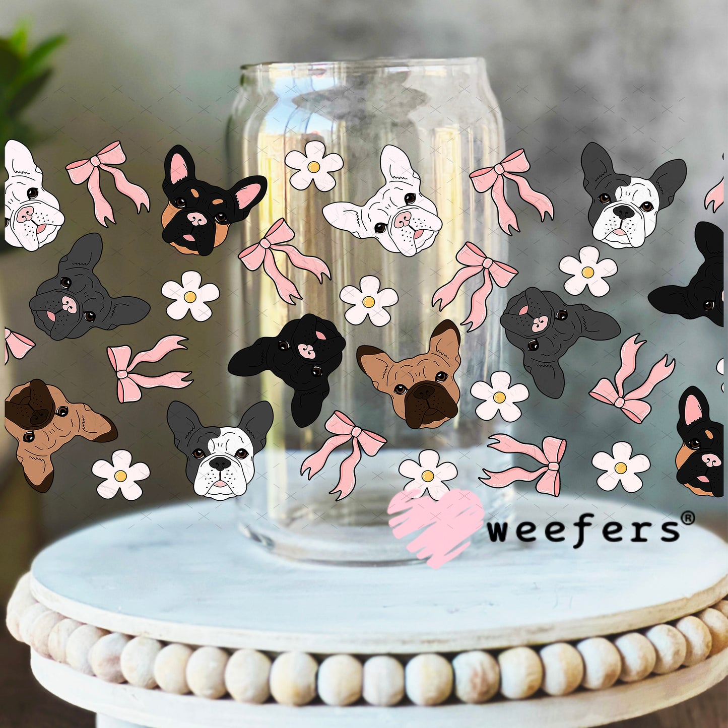 Dog Face Friends UV DTF Cup Wrap 16oz Libbey Glass Original Size Weefers