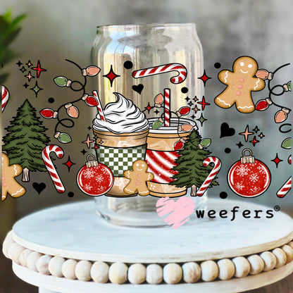 Christmas Coffee Favorite Things Cheer UV DTF Cup Wrap 16oz Libbey Glass Original Size Weefers