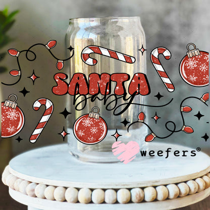Santa Baby UV DTF Cup Wrap 16oz Libbey Glass Original Size Weefers