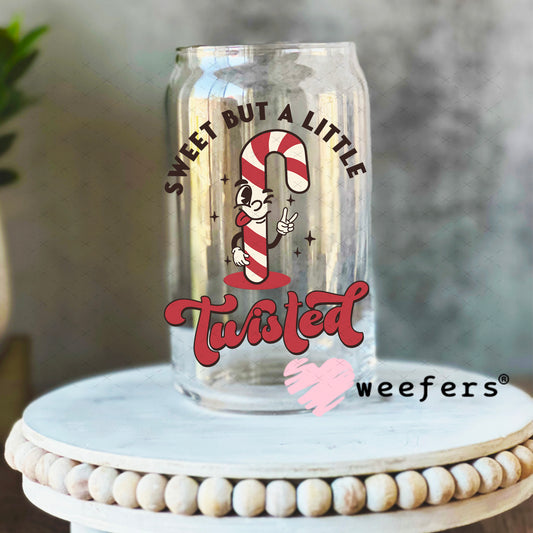 Sweet But Twisted Christmas UV DTF Decal 16oz Libbey Glass Original Size Weefers