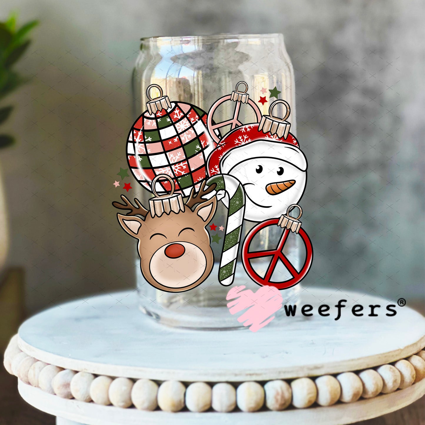 Christmas Friends UV DTF Cup Wrap 16oz Libbey Glass Original Size Weefers
