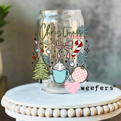 Christmas Vibes UV DTF Decal 16oz Libbey Glass Original Size Weefers