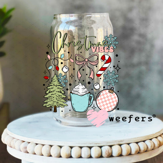 Christmas Vibes UV DTF Decal 16oz Libbey Glass Original Size Weefers
