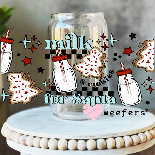 Milk and Cookies for Santa UV DTF Cup Wrap 16oz Libbey Glass Original Size Weefers