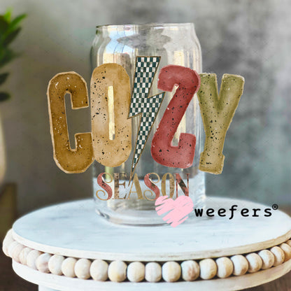 Cozy Season UV DTF Decal 16oz Libbey Glass Original Size Weefers
