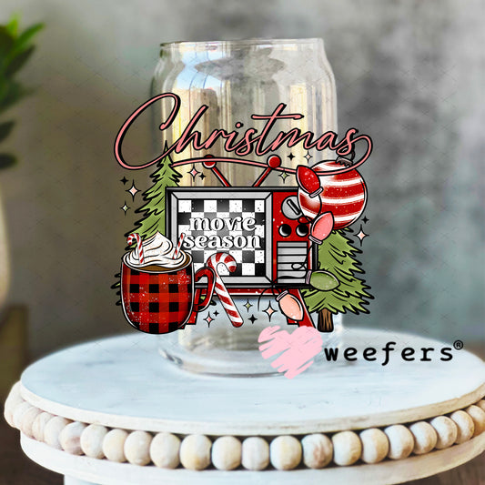 Christmas Movie Season UV DTF Decal 16oz Libbey Glass Original Size Weefers