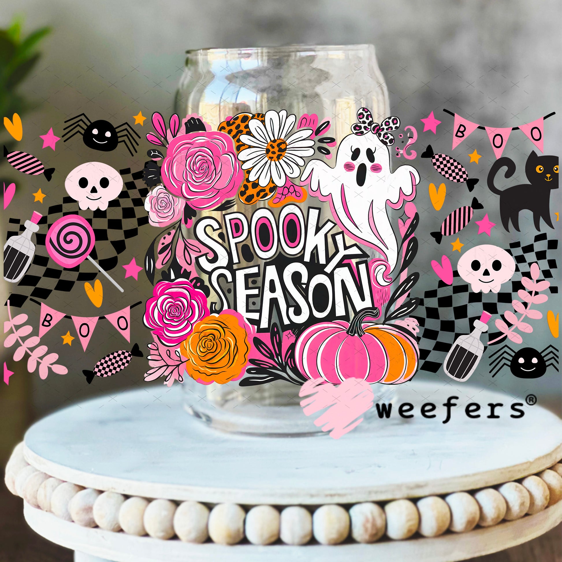 Spooky Season UV DTF Cup Wrap - Weefers Exclusive 16oz Libbey Glass Original Size Weefers