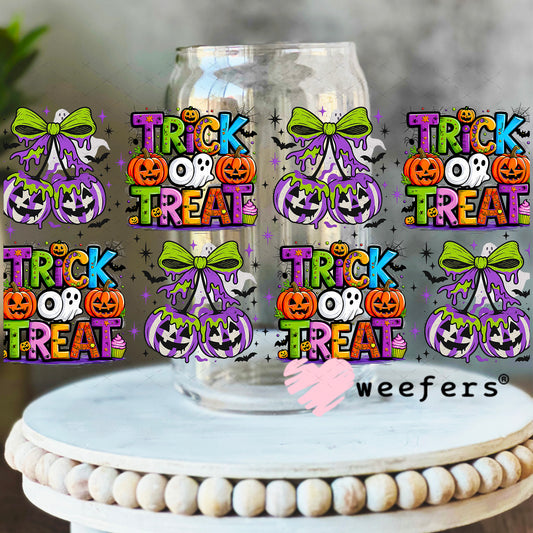 Trick or Treat Juice Cherry Bows UV DTF Cup Wrap - Weefers Exclusive 16oz Libbey Glass Original Size Weefers