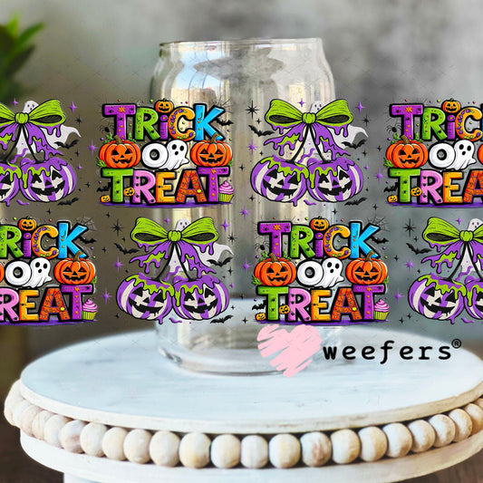 Trick or Treat Juice Cherry Bows UV DTF Cup Wrap - Weefers Exclusive 16oz Libbey Glass Original Size Cup Wrap Weefers