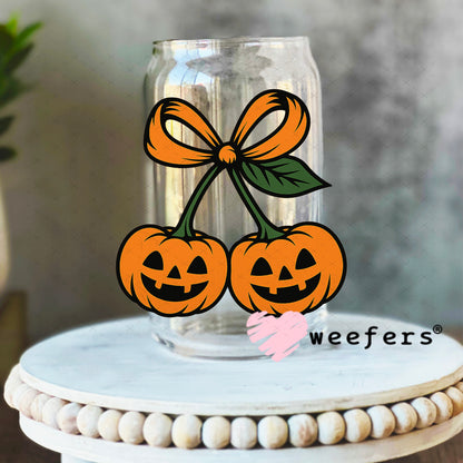 Pumpkin Cherries UV DTF Decal 16oz Libbey Glass Original Size Weefers