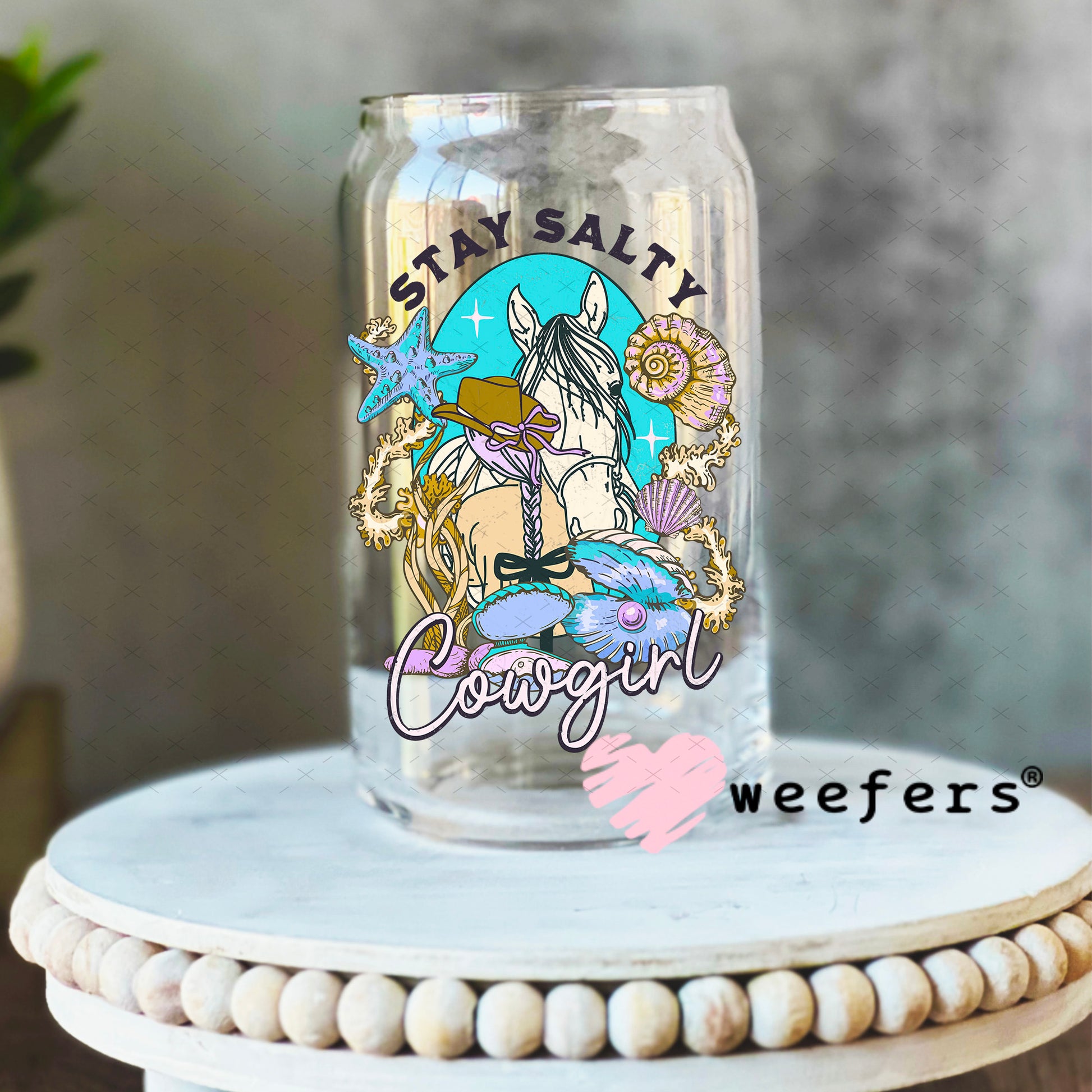 Stay Salty UV DTF Decal 16oz Libbey Glass Original Size Weefers