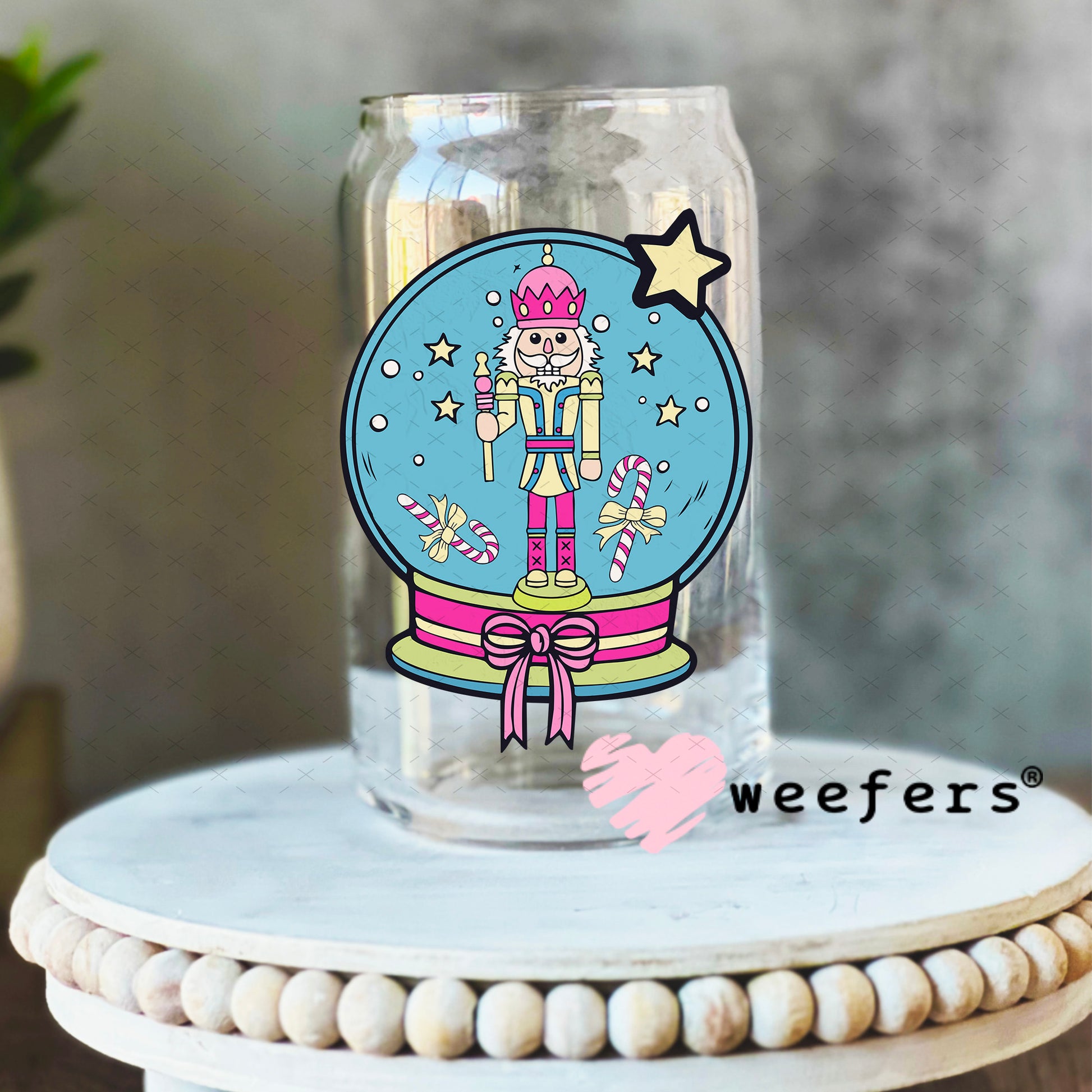 Y'all Are Nuts Christmas Snow Globe UV DTF Decal 16oz Libbey Glass Original Size Weefers