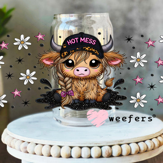 Hot Mess Cutie Highlander UV DTF Cup Wrap - Weefers® Exclusive 16oz Libbey Glass Original Size Cup Wrap Weefers