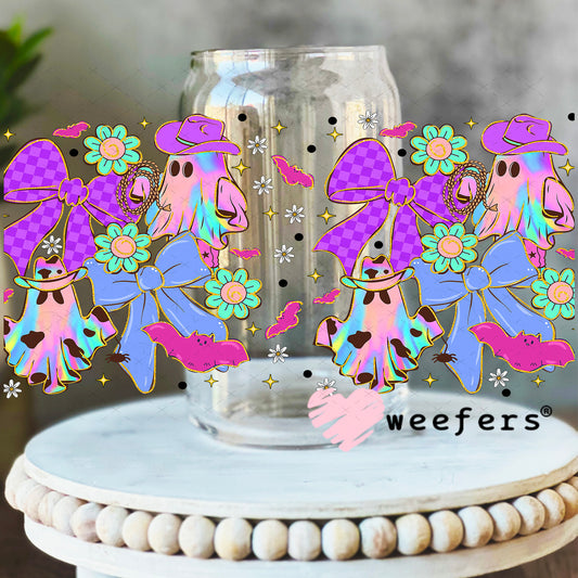 Cowboy Ghost Purple and Violet UV DTF Cup Wrap - Weefers Exclusive 16oz Libbey Glass Original Size Weefers
