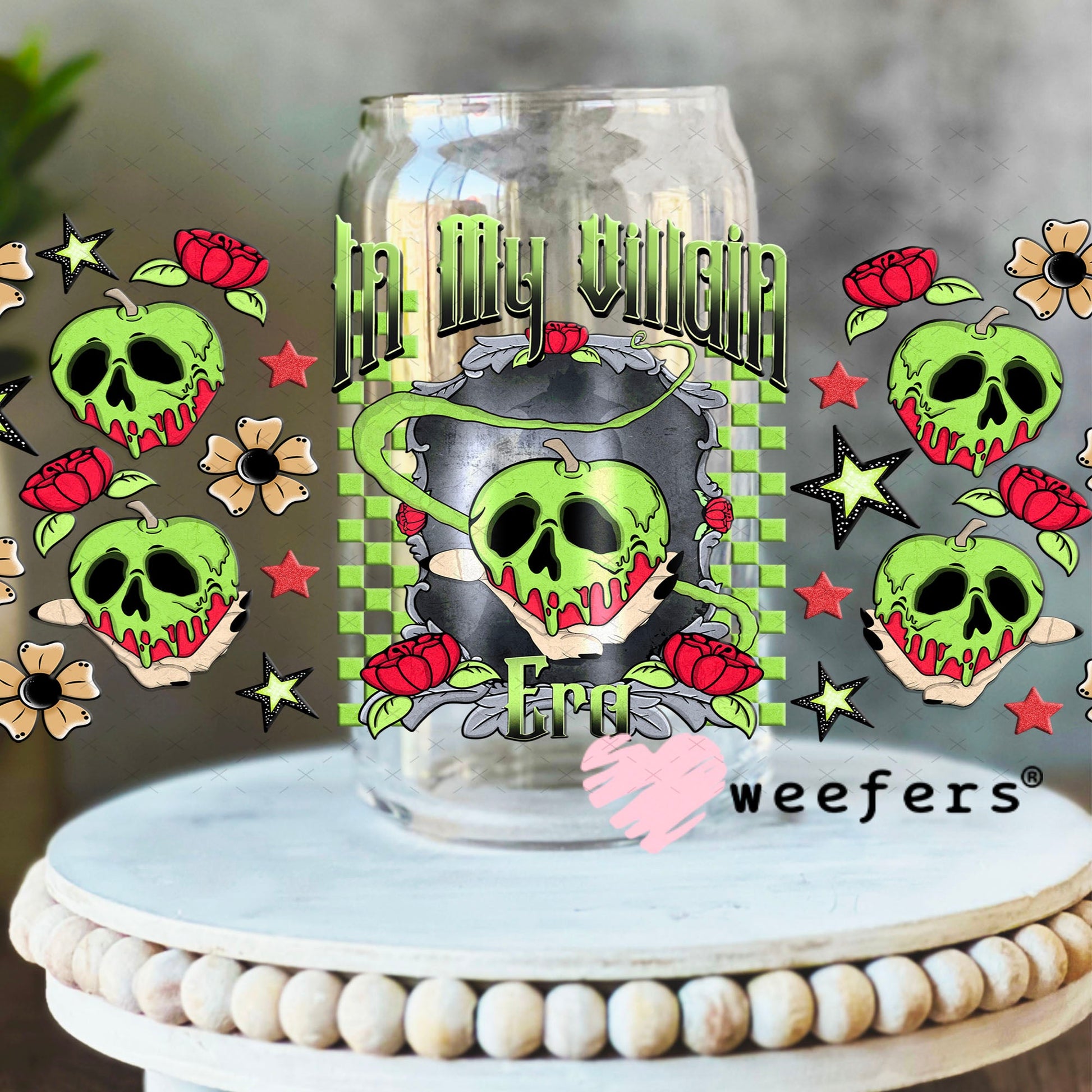 In My Villain Era Poison Apple UV DTF Cup Wrap - Weefers Exclusive 16oz Libbey Glass Original Size Cup Wrap Weefers