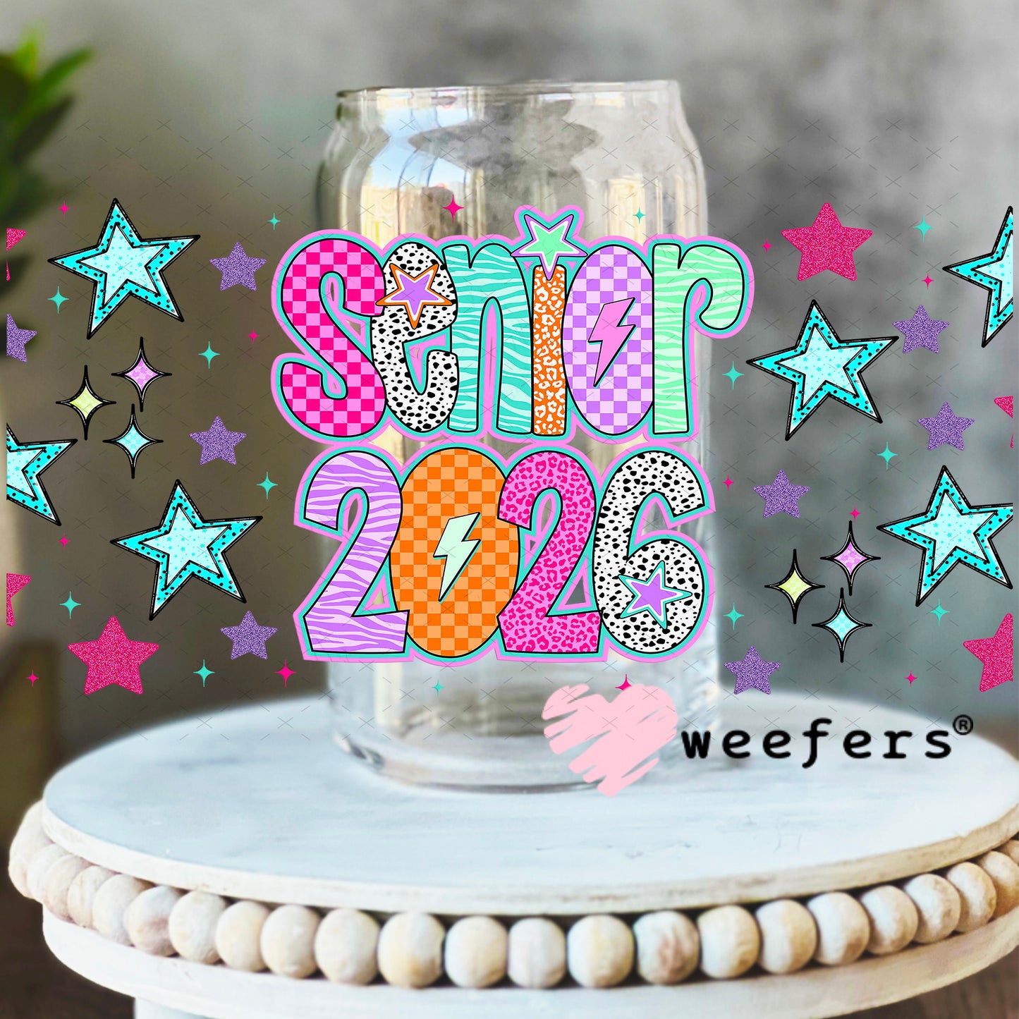 Senior 2026 UV DTF Cup Wrap - Weefers Exclusive 16oz Libbey Glass Original Size Weefers