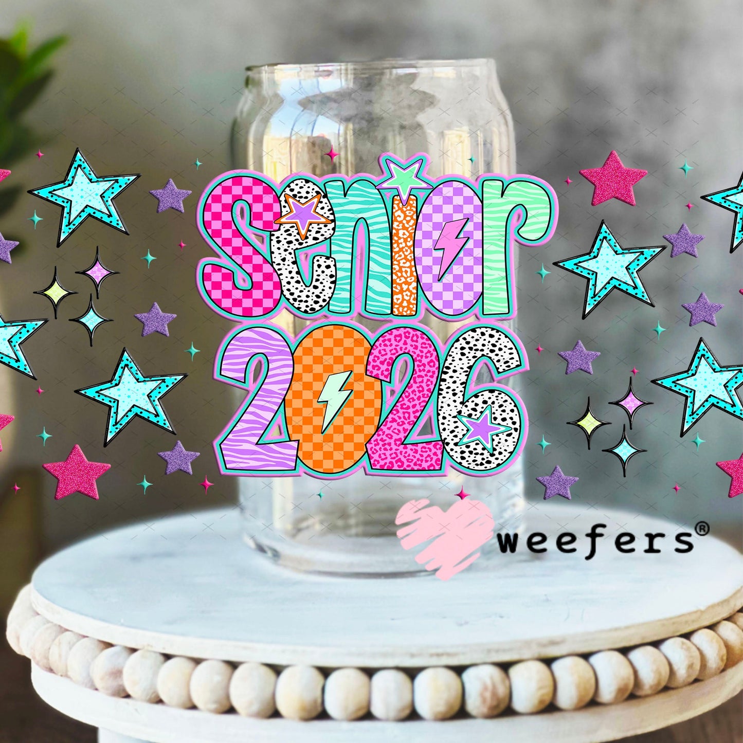 Senior 2026 UV DTF Cup Wrap - Weefers Exclusive 16oz Libbey Glass Original Size Cup Wrap Weefers
