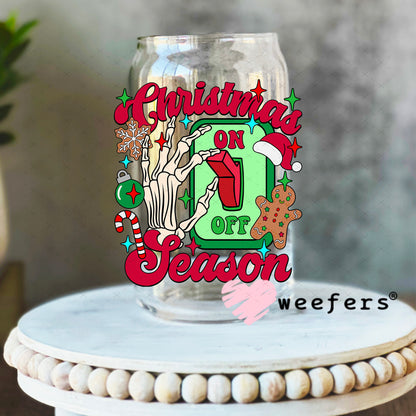 Christmas Season On UV DTF Decal 16oz Libbey Glass Original Size Weefers