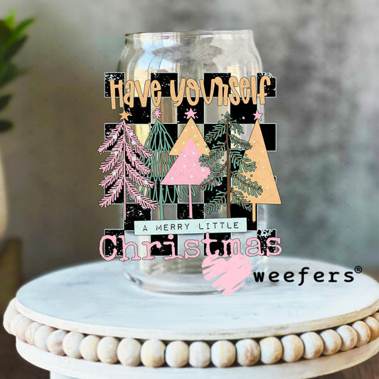 Have Yourself a Merry Little Christmas On UV DTF Decal 16oz Libbey Glass Original Size Weefers