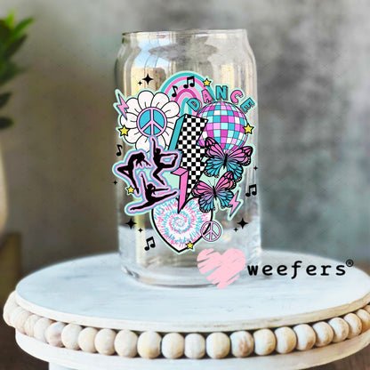 Retro Dance UV DTF Decal 16oz Libbey Glass Original Size Weefers