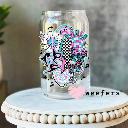 Retro Dance UV DTF Decal 16oz Libbey Glass Original Size Weefers
