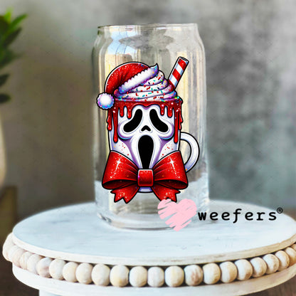 Christmas Ghost Guy UV DTF Decal 16oz Libbey Glass Original Size Weefers