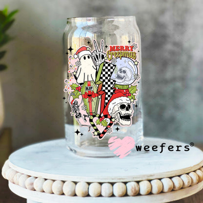 Retro Christmas Ghouls UV DTF Decal 16oz Libbey Glass Original Size Weefers