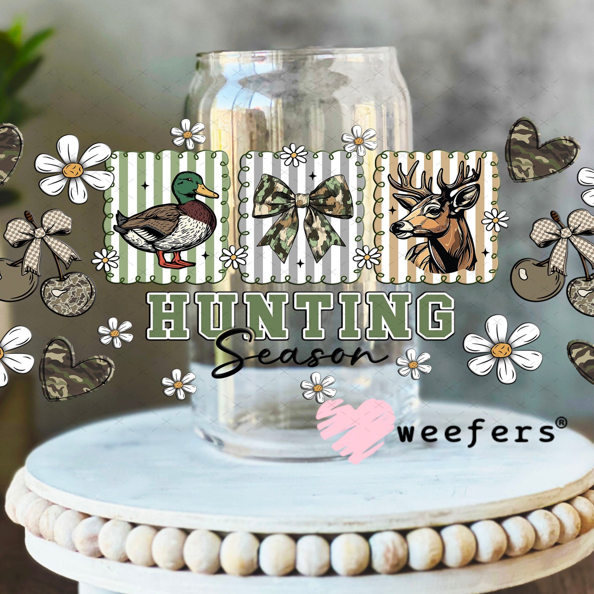 Hunting Season UV DTF Cup Wrap - Weefers Exclusive 16oz Libbey Glass Original Size Cup Wrap Weefers