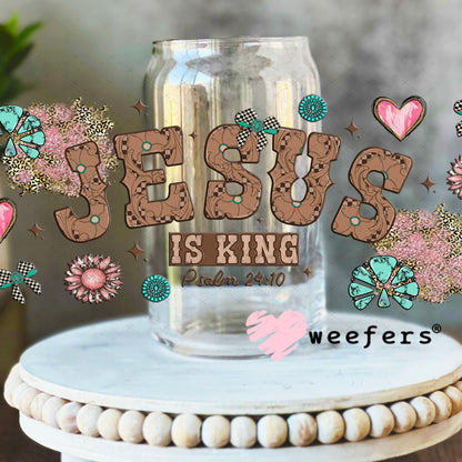 Jesus is King Psalm 24:10 UV DTF Cup Wrap - Weefers Exclusive 16oz Libbey Glass Original Size Cup Wrap Weefers