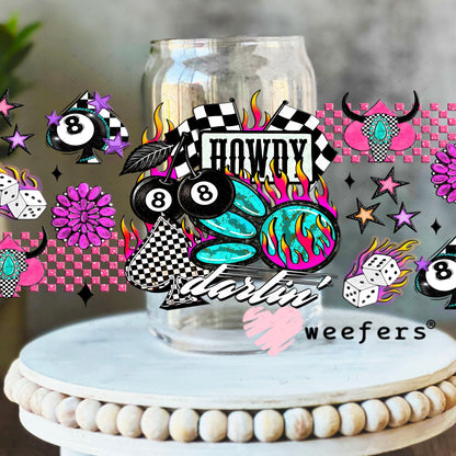 Howdy Darlin UV DTF Cup Wrap - Weefers® Exclusive 16oz Libbey Glass Original Size Cup Wrap Weefers