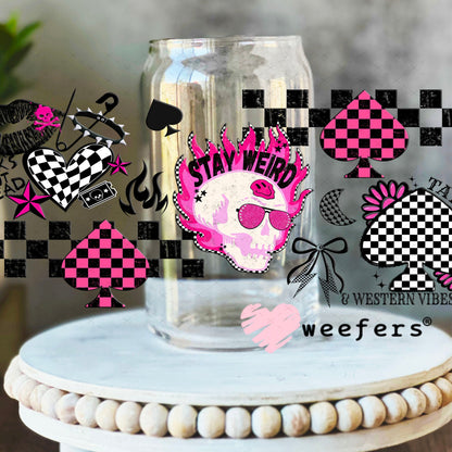 Punk is Not Dead Stay Weird UV DTF Cup Wrap - Weefers® Exclusive 16oz Libbey Glass Original Size Cup Wrap Weefers