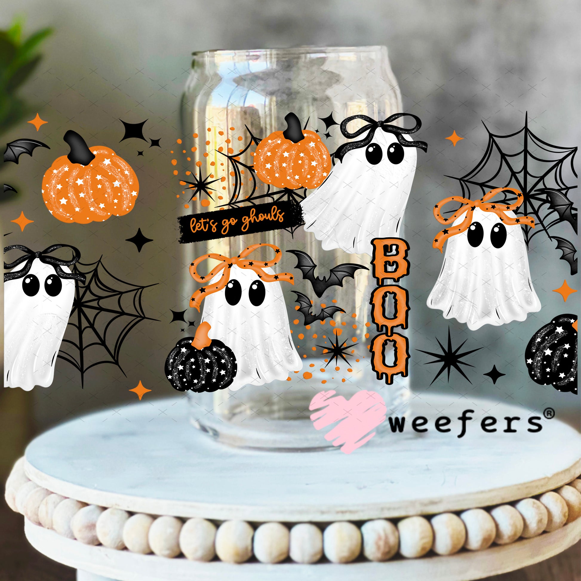 Lets go Ghouls UV DTF Cup Wrap 16oz Libbey Glass Original Size Weefers