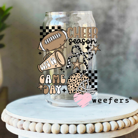 Cheer Season Game Day Megaphone UV DTF Decal 16oz Libbey Glass Original Size Weefers