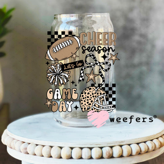 Cheer Season Game Day Pom Pom UV DTF Decal 16oz Libbey Glass Original Size Weefers